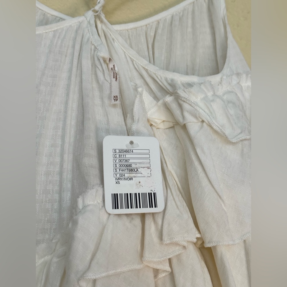 NEW | Free People | White Asymmetrical Ruffle Tank Blouse - Size XS - Picture 3 of 3